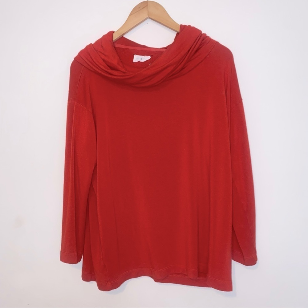 Lou & Grey Signature Soft Cowl Neck Longsleeve Burnt Orange Pullover Size XL